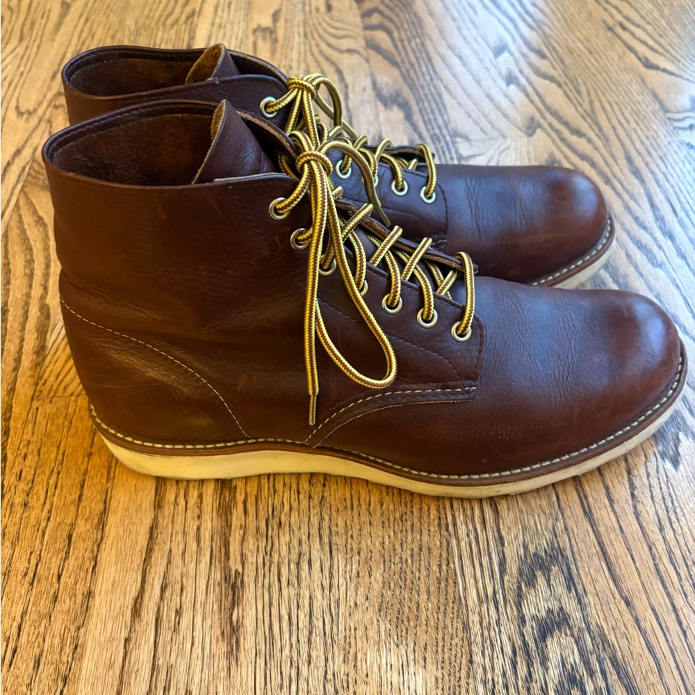 Red Wing Shoes Dark Brown Leather Boots with Yellow Laces - Picture 9 of 9